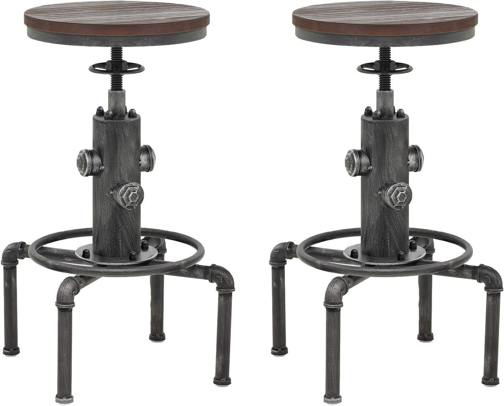 Adjustable Height Solid Wood Barstool Set of 2 S2449