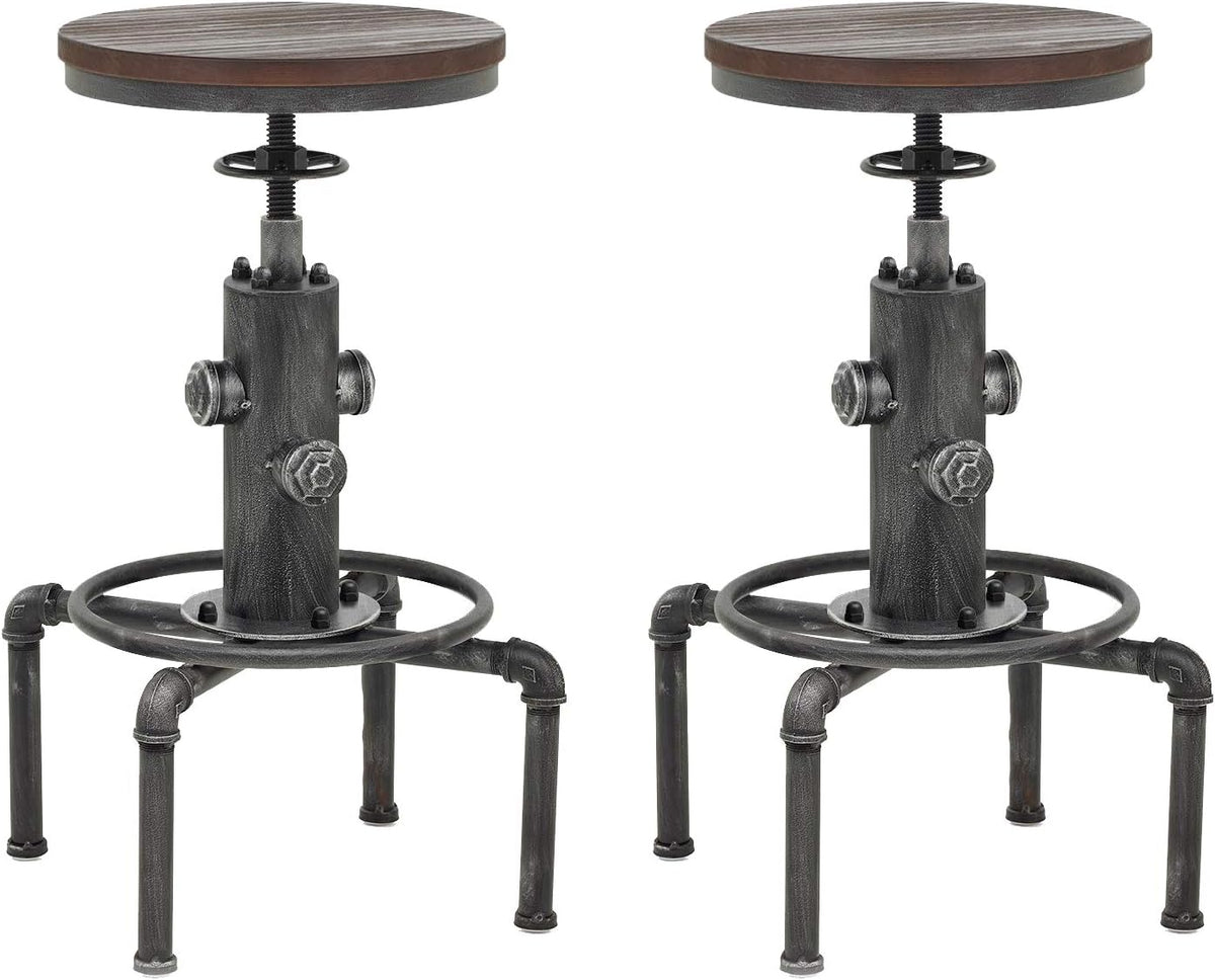 Adjustable Height Solid Wood Barstool Set of 2 S2449