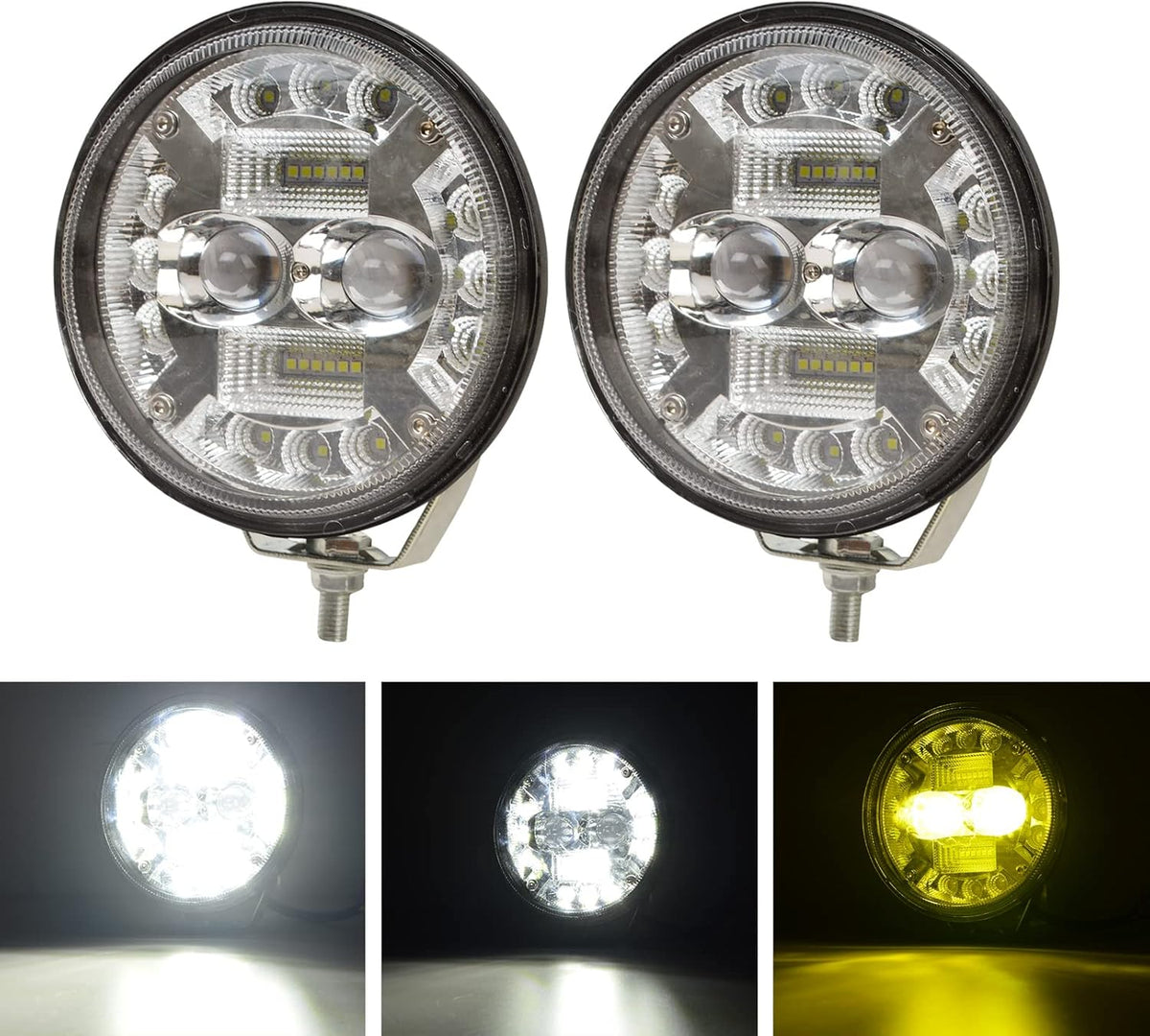5 Inch Round LED Driving Lights 2pcs 68W Dual Color 6000K White & 3500K Amber S491998