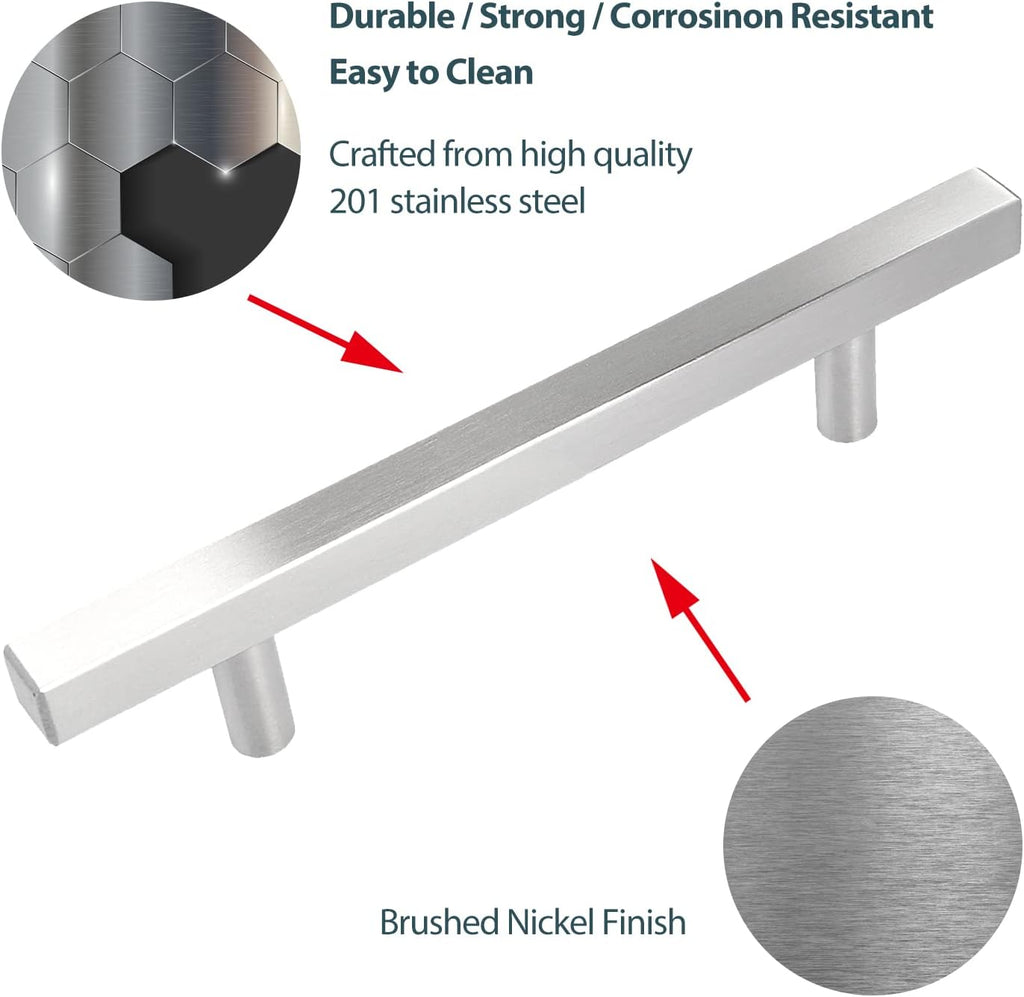 5 Pack Stainless Steel Square Cabinet Handles 5 Inch T4218
