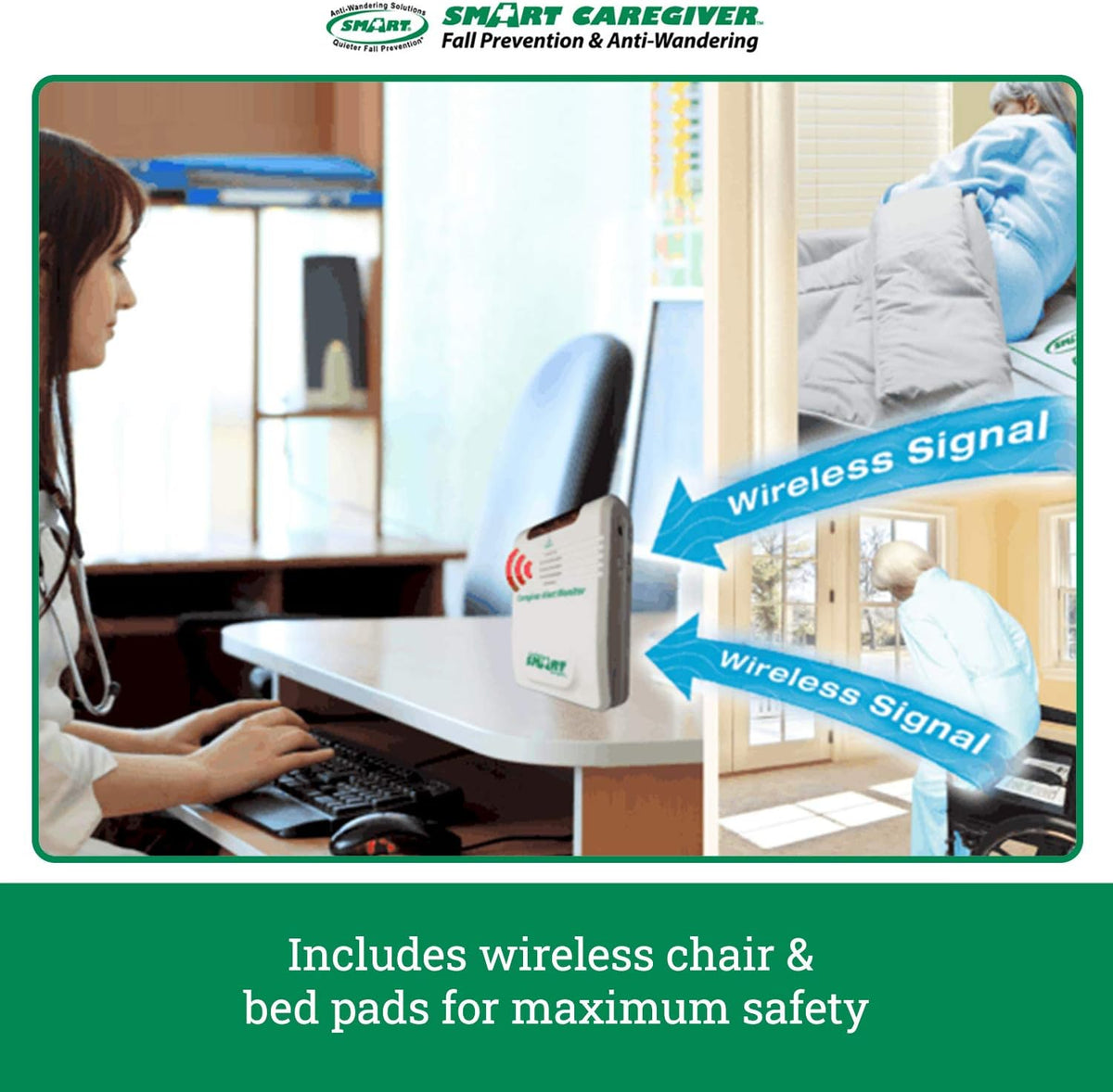 Wireless Alarm with Bed Sensor Pad and Chair Sensor Pad Y2815