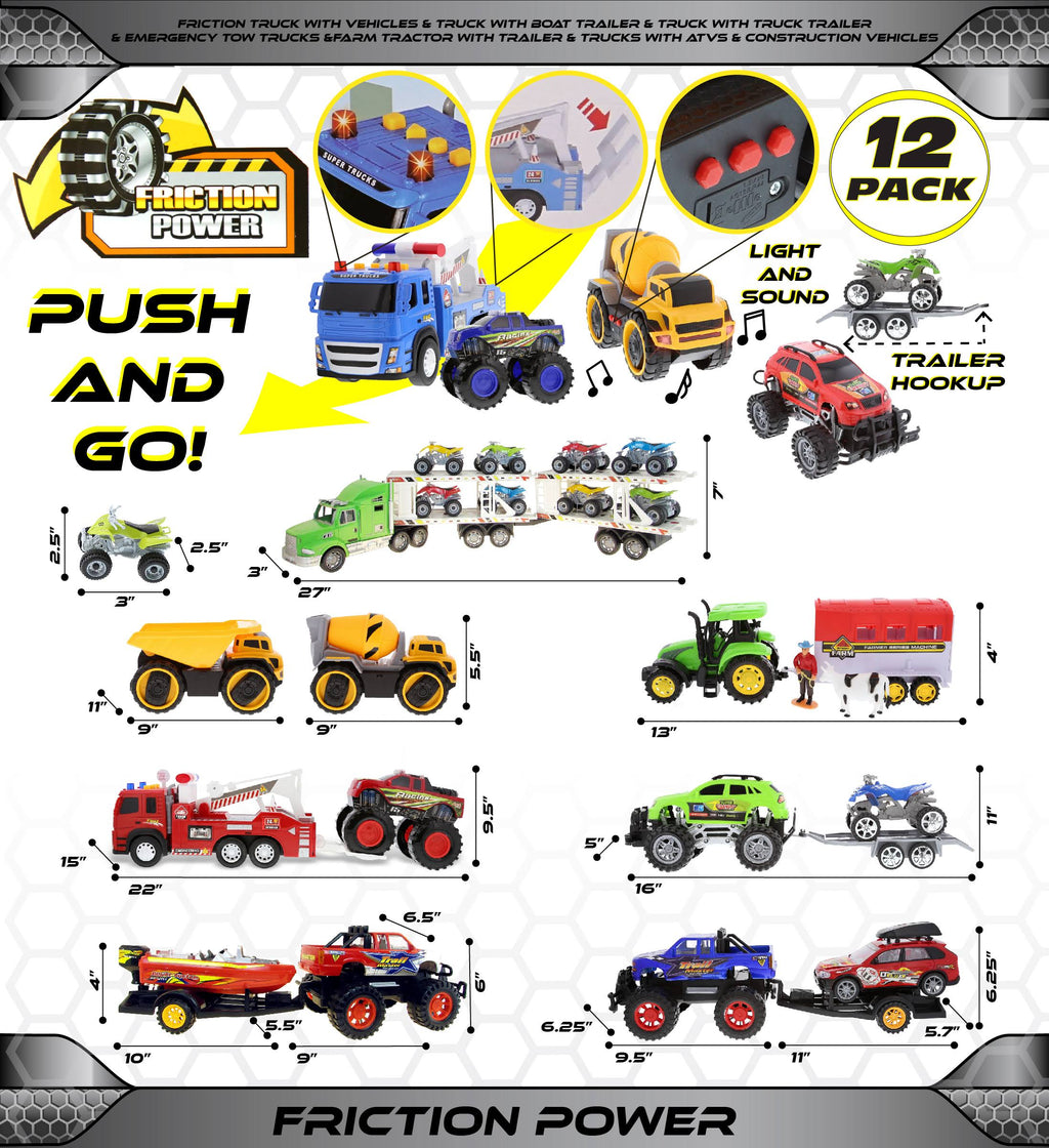 12 Friction Powered Trucks R37183