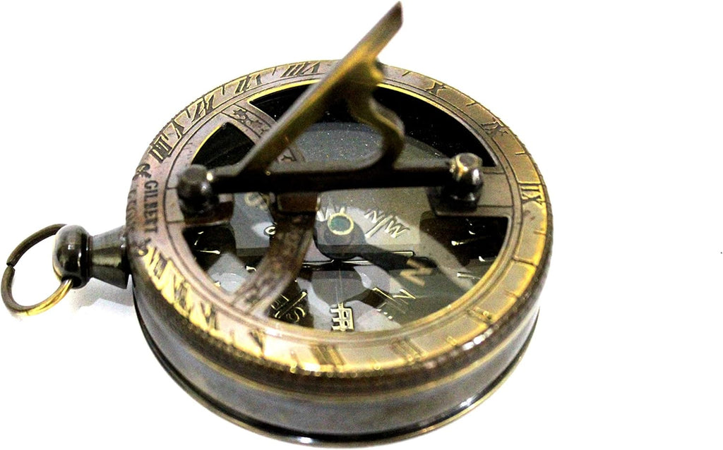 Engravable Brass Pocket Sundial Compass Y910001