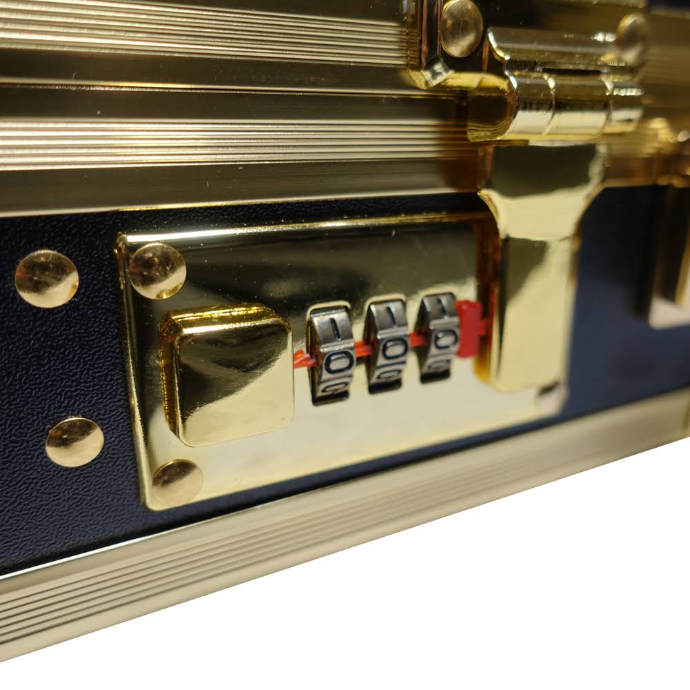 Black/Gold Frame Barber Case with Lock O96097