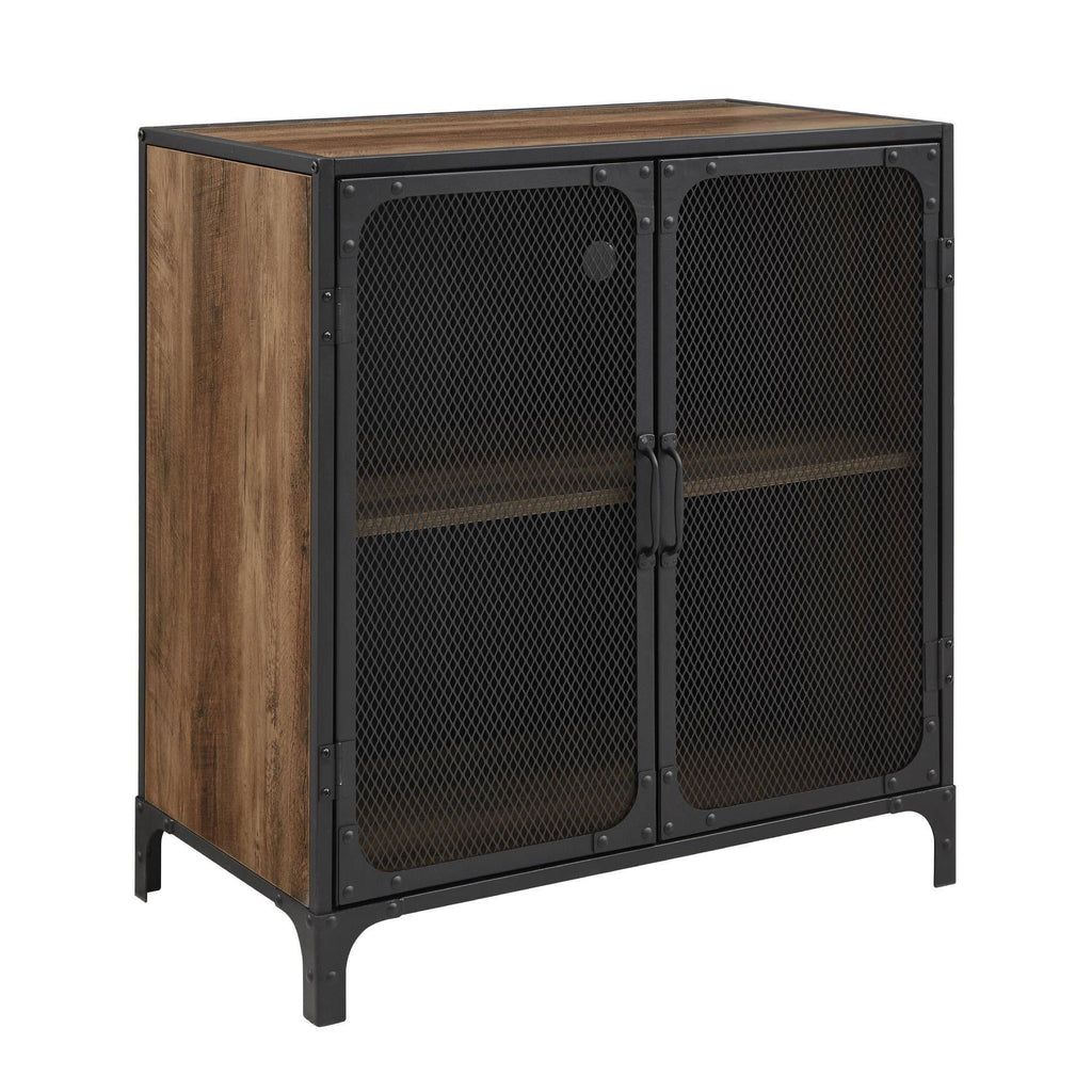 30x22 Rustic Oak Accent Cabinet with Mesh F391778