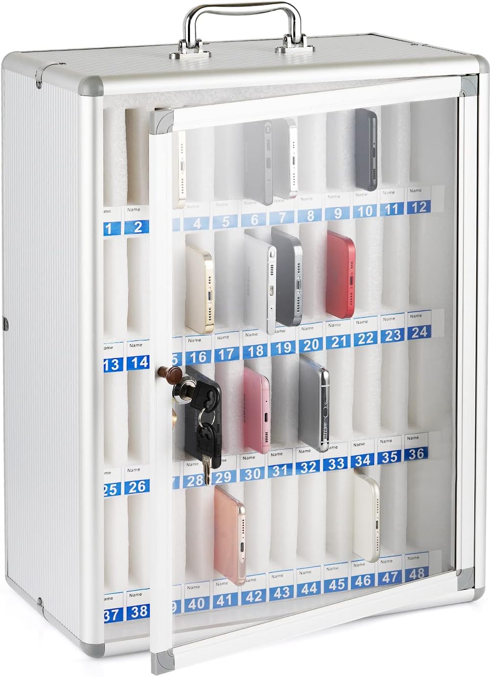 Aluminum Alloy 36 Slots Cell Phones Storage Cabinet O62262