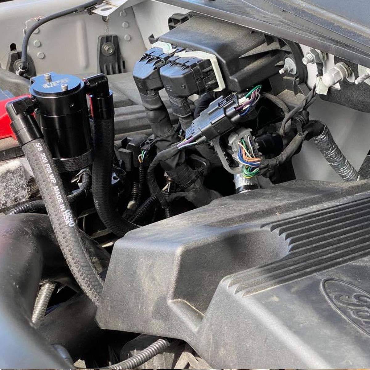 F150 Oil Catch Can Black Aluminum Fittings Braided Hose Kit O373436