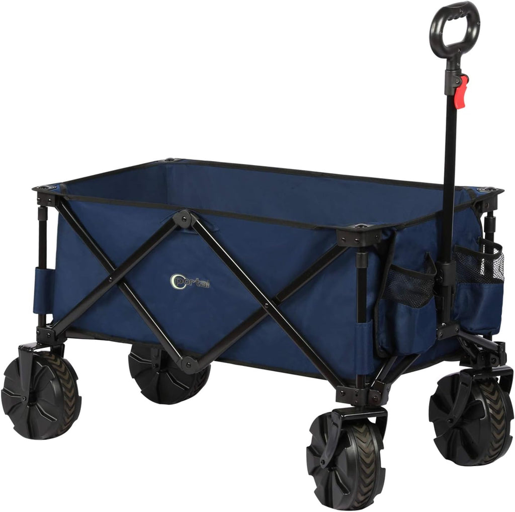 Collapsible Folding Utility Wagon Cart with 8 inches Wheels Blue P61687