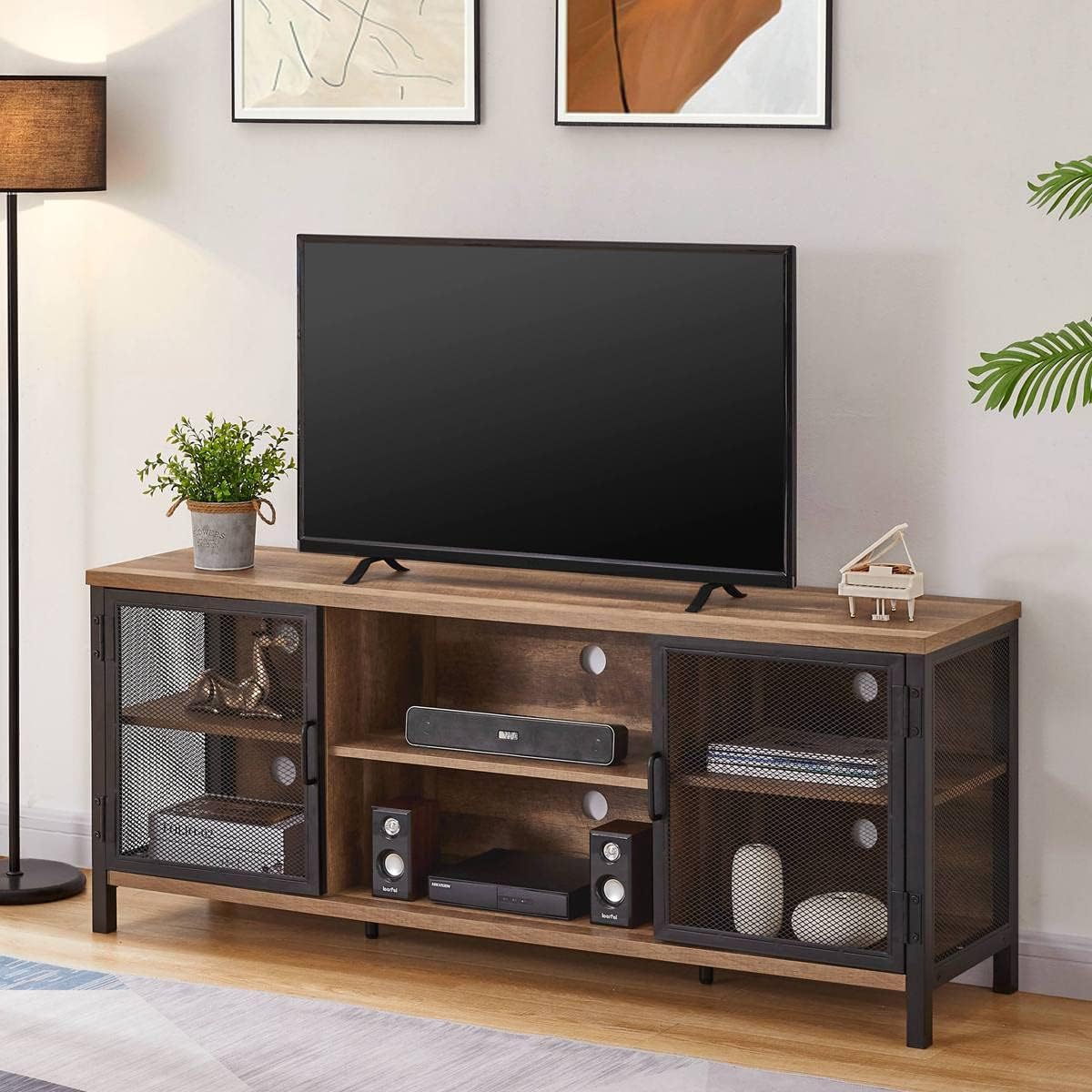 Rustic Oak 60 Inch Wide Wood TV Stand Z48390