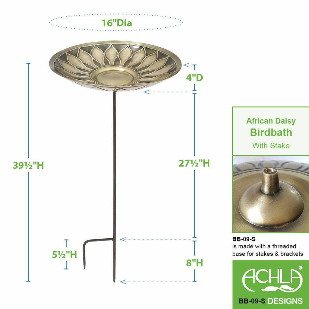 Brass Birdbath with Stake L66222