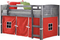Twin Antique Grey Low Loft Bed with Tent D96162