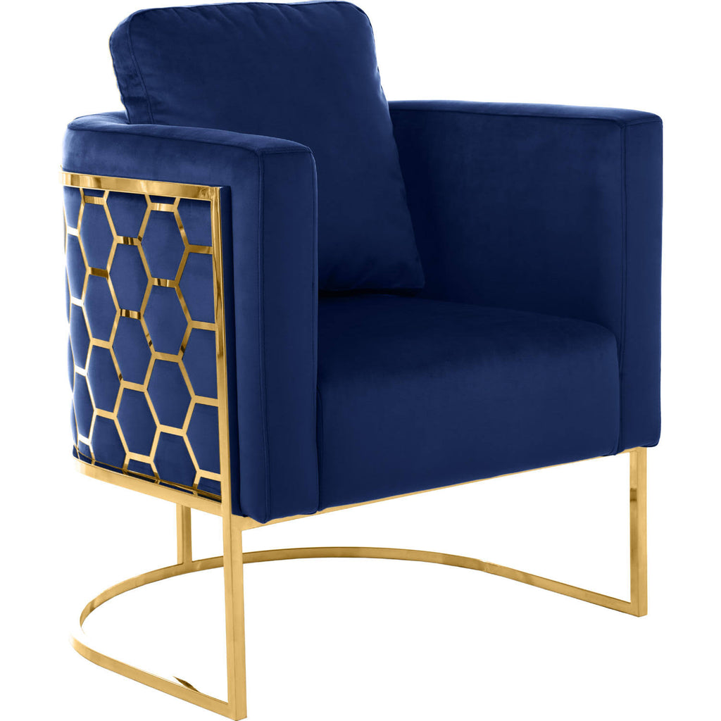 Navy Velvet Gold Chair F723
