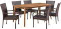 7 Piece Multibrown Wicker and Acacia Wood Dining Set W689319