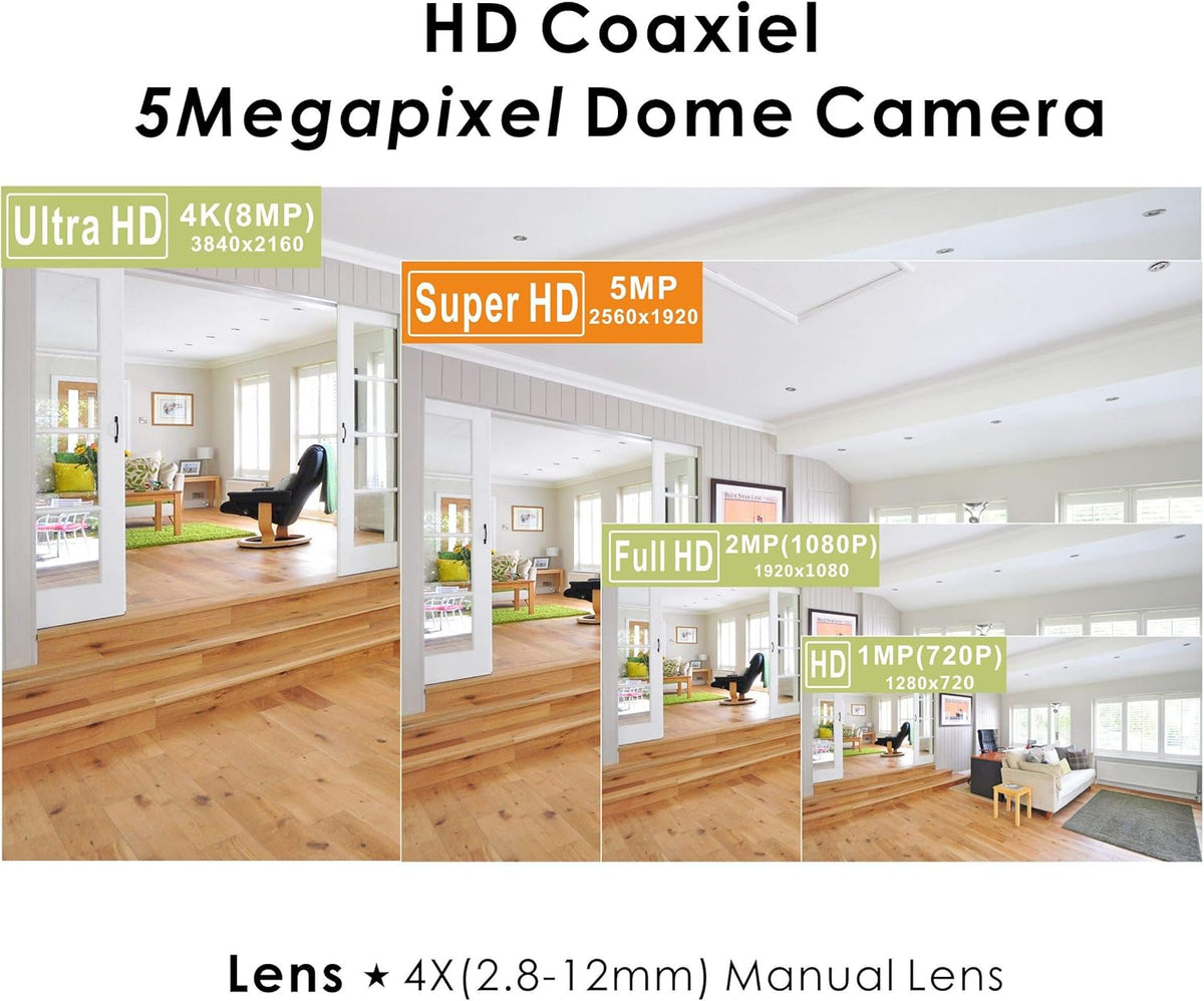 5MP 4MP Dome Security Camera 4in1 TVI/CVI/AHD/960H 2.8-12mm Varifocal Lens Waterproof White A305
