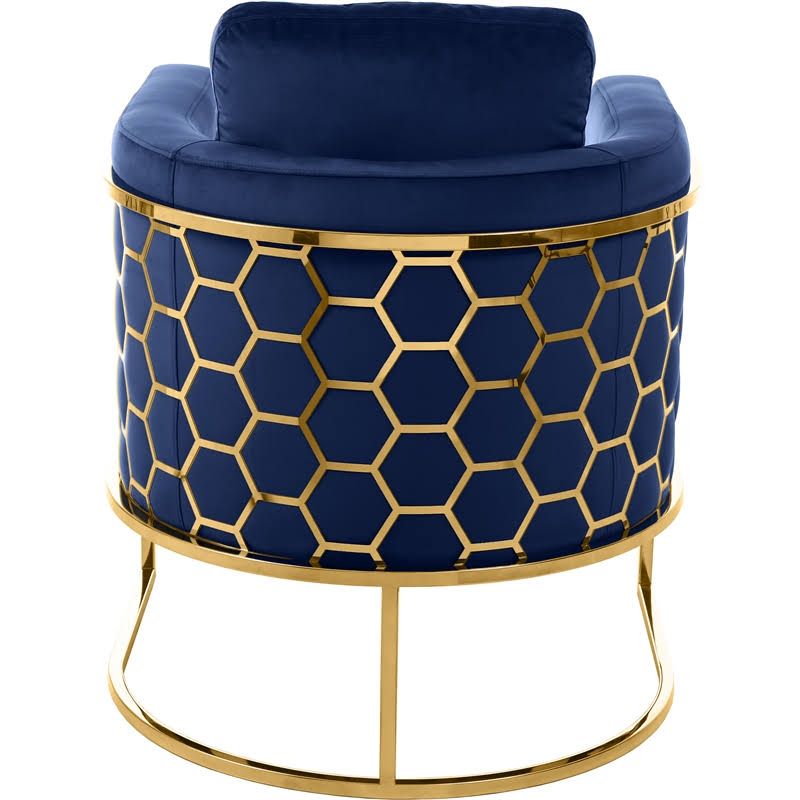 Navy Velvet Gold Chair F723