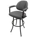 Gray and Black Vinyl Upholstered Swivel Tilt Bar Stool D3868