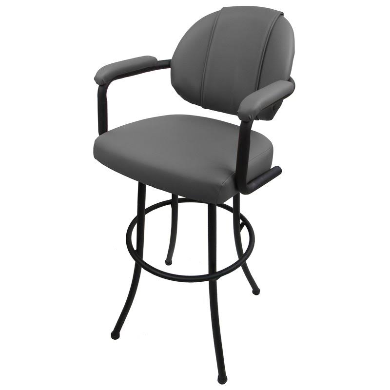 Gray and Black Vinyl Upholstered Swivel Tilt Bar Stool D3868