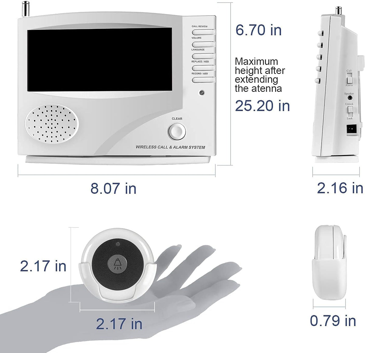 Wireless Calling System with 10 Waterproof Call Buttons and 1 Monitoring Unit L66731