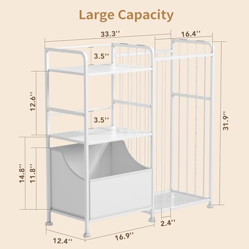 2-Tier White Stuffed Animal Storage Bookshelf with Toy Organizer Q937