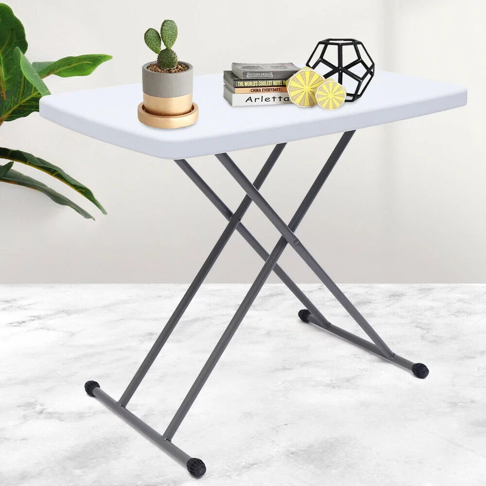 30x20" White Plastic Height Adjustable Folding Table I343