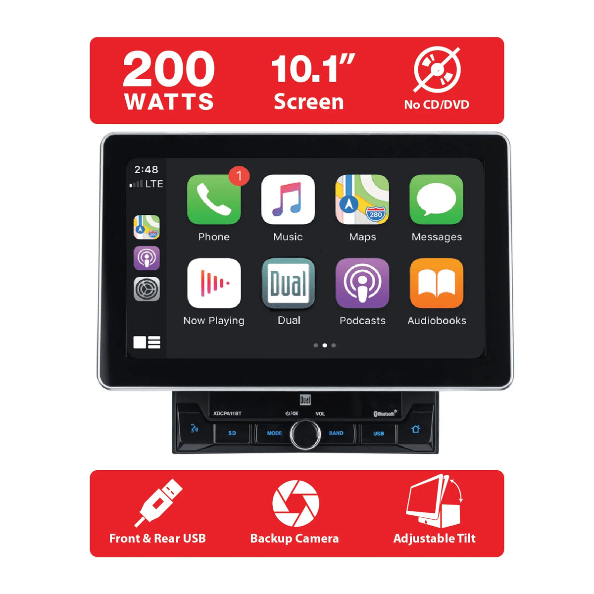 10.1 Double DIN Car Stereo with Apple CarPlay Android Auto C240561
