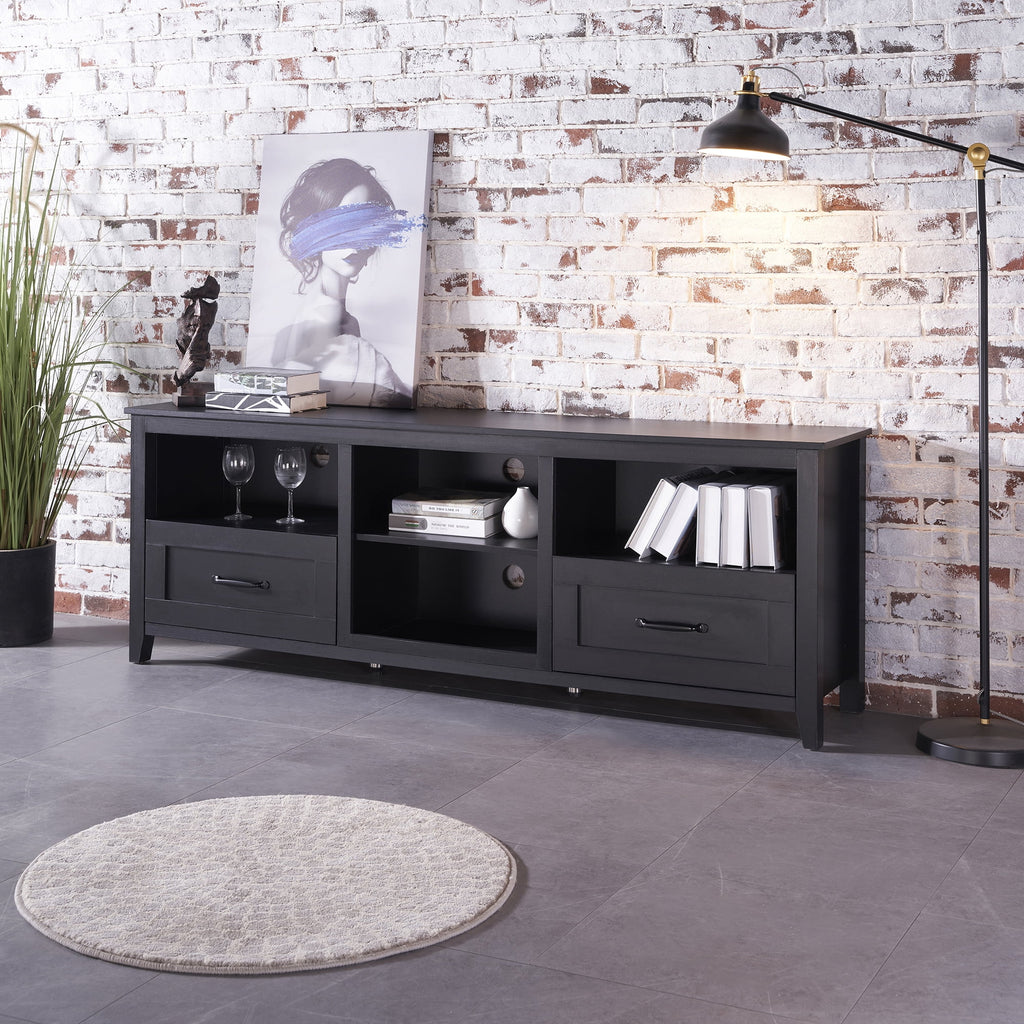 Black Wood TV Stand with 2 Drawers X84766