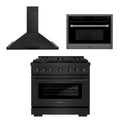 36 In. Gas Range, Range Hood, Microwave Oven in Black Stainless Steel I86544