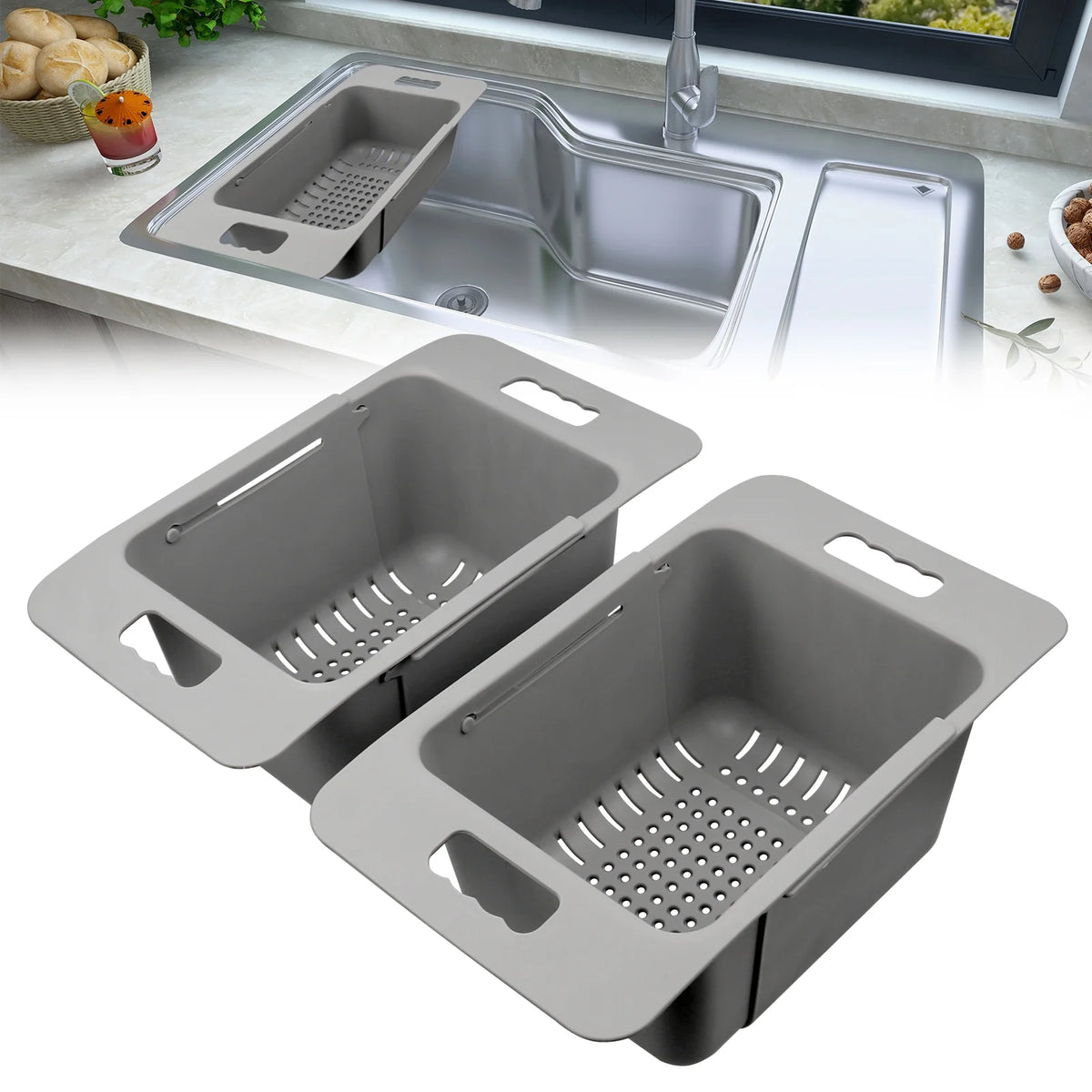 Adjustable Freezer Baskets with Handle S1213