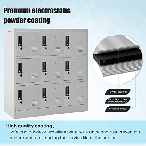 9 Door Black Steel Storage Locker with Lock I988584