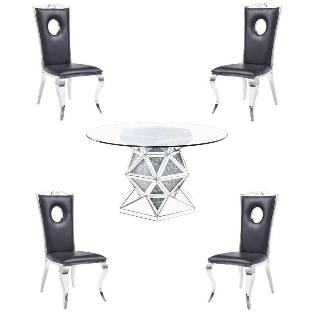 5-Piece Dining Table & 4 Stainless Steel Side Chairs B881708