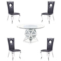 5-Piece Dining Table & 4 Stainless Steel Side Chairs B881708