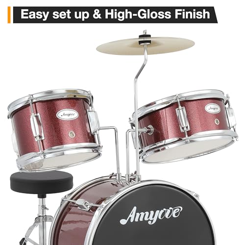 Black 3-Piece Drum Set with Stool H99349