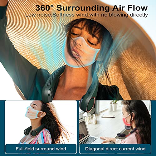 Portable Rechargeable Bladeless Neck Fan 3 Speed 4000 mAh White B501
