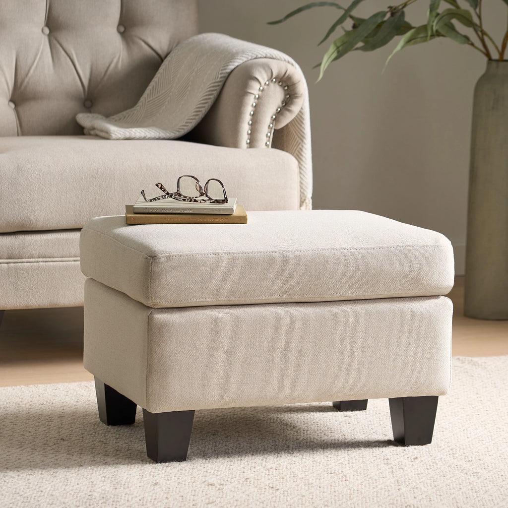 Rectangular Linen Fabric Ottoman Q895
