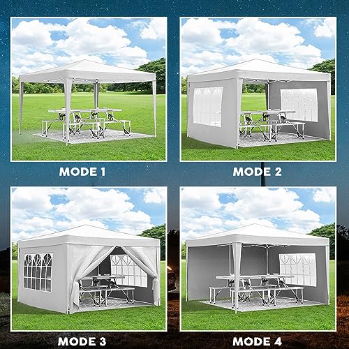 10x20 White Pop Up Canopy Tent with 6 Sidewalls G593