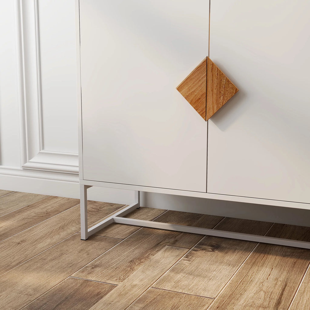 White Wood Sideboard with 4 Doors and 2 Storage M972
