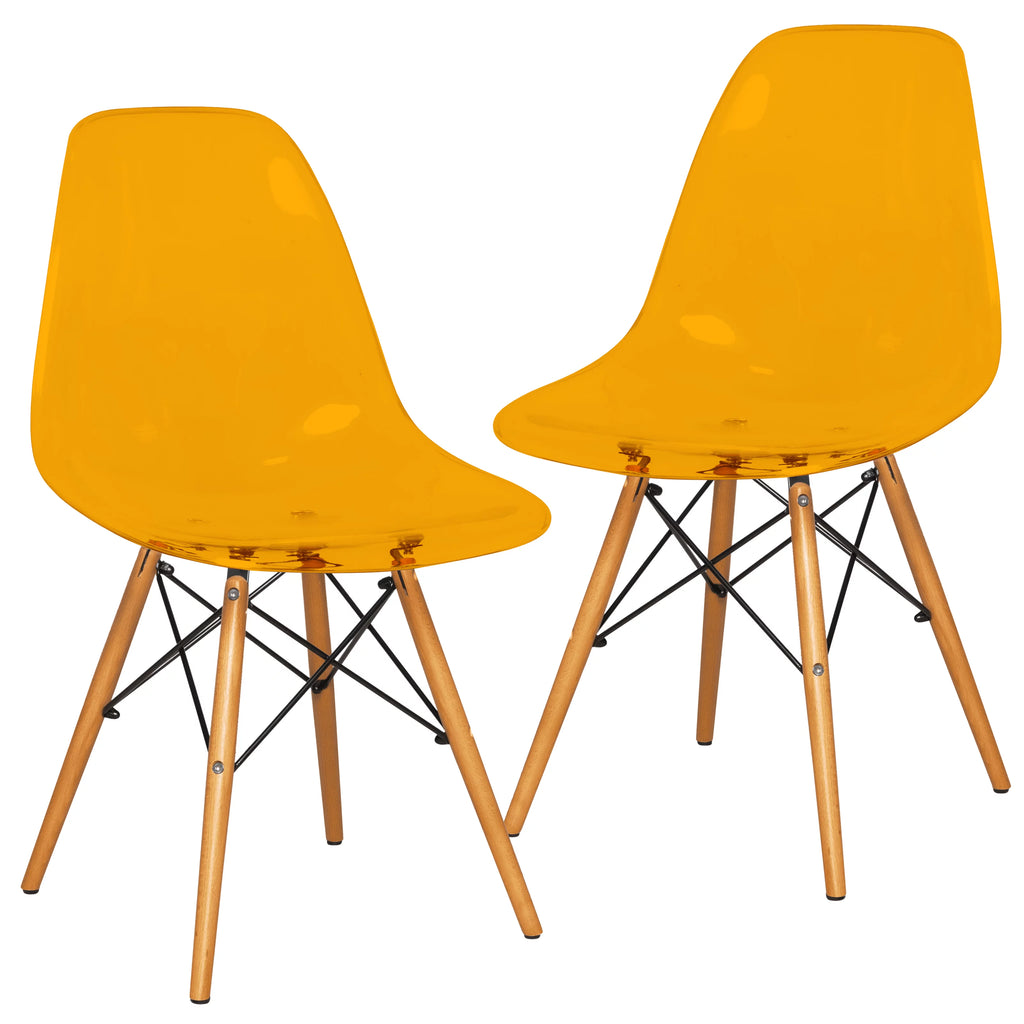 Transparent Orange Molded Side Chair Set of 2 J2773