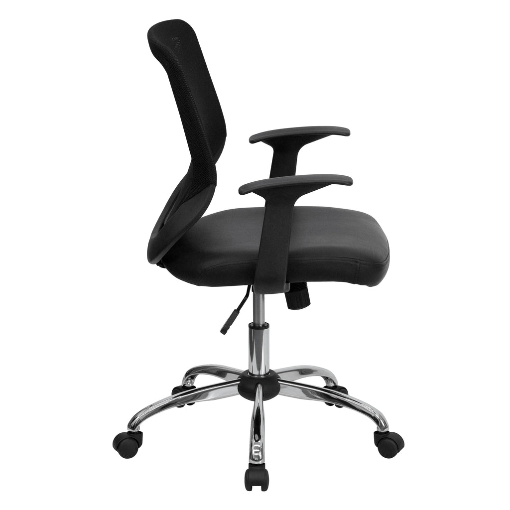 Black Mesh Swivel Task Office Chair with T-Arms W912