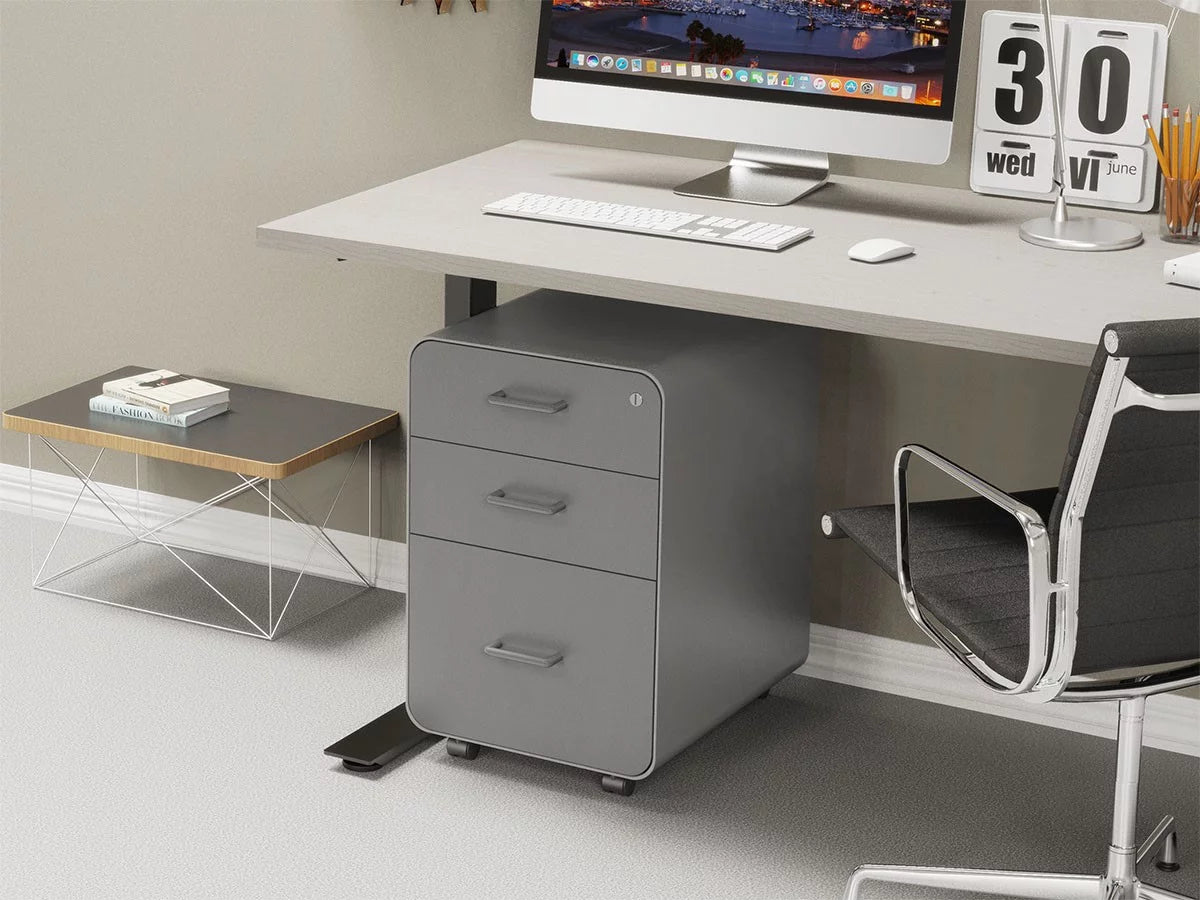 3-Drawer File Cabinet Gray Lockable R93271