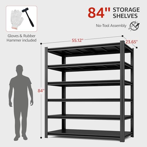 5 Tier Adjustable Heavy Duty Metal Shelving Unit, Black M57252