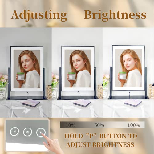 White Vanity Mirror with Lights, 9 Dimmable LED Bulbs, 10X Magnification Z7816