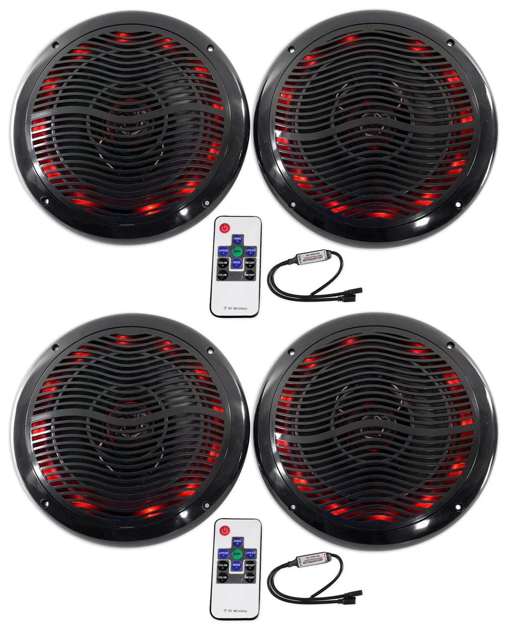 Black 6.5 Marine Speakers with Multi Color LED C4076