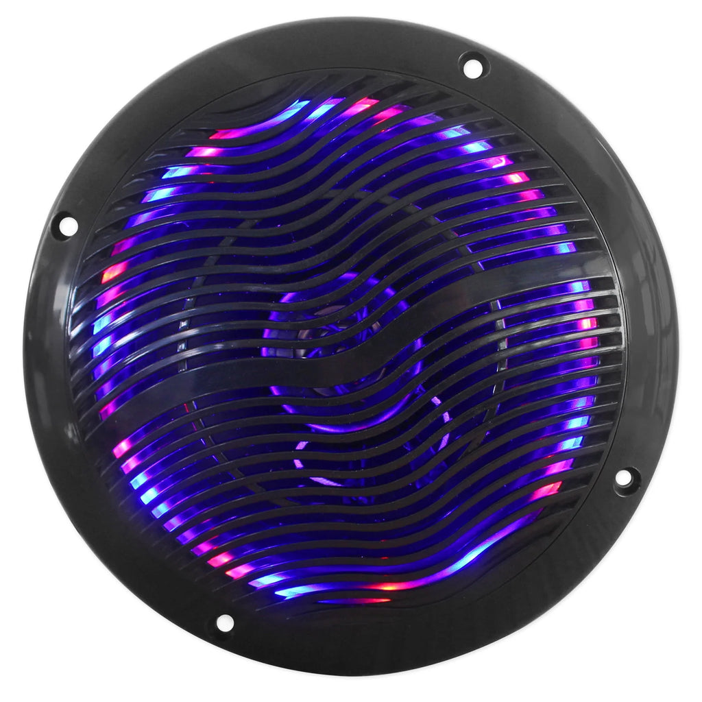 Black 6.5 Marine Speakers with Multi Color LED C4076