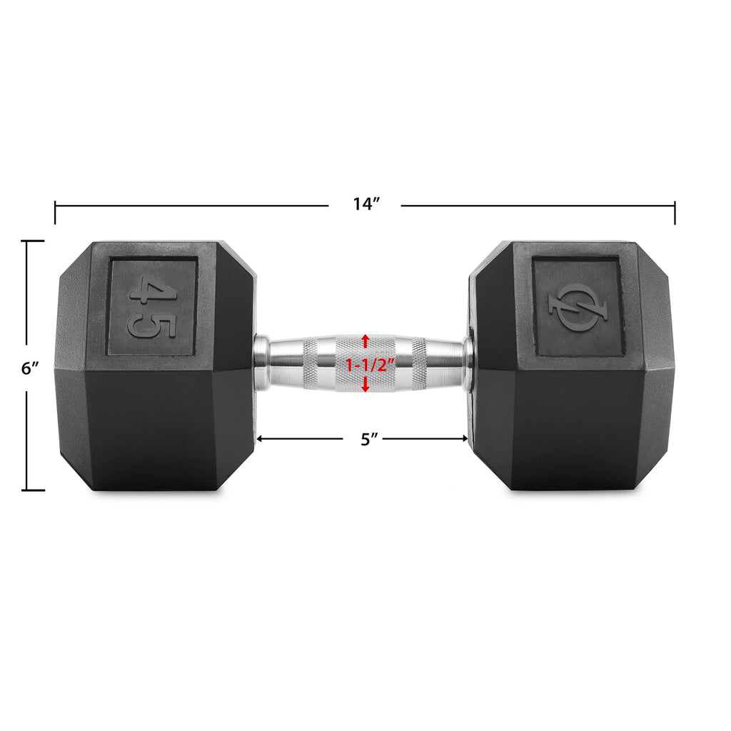 45 lb Pair Rubber Coated Hex Dumbbell X66161