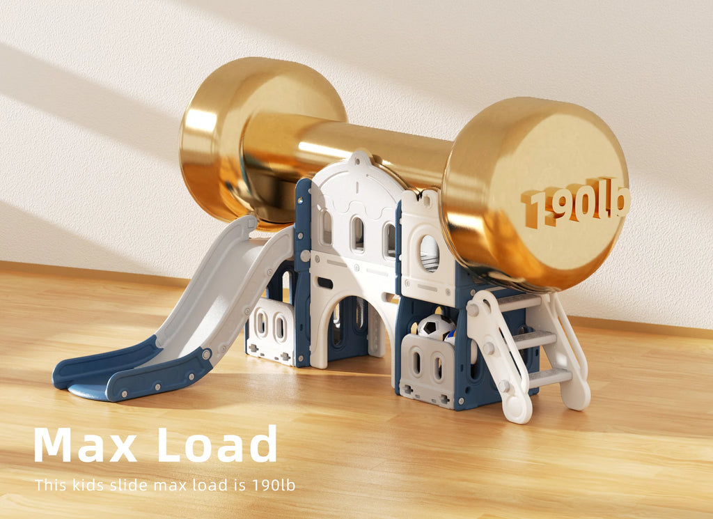 8 in 1 Toddler Slide with Climber, Basketball Hoop, Tunnel and Storage Space D100120