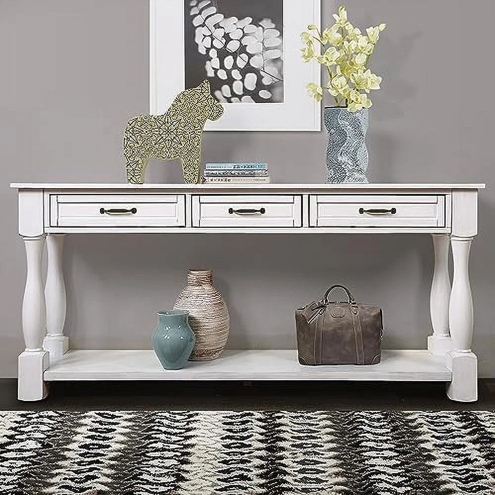 63 Inch Wood Console Table with 3 Drawers and 1 Bottom Shelf P74353