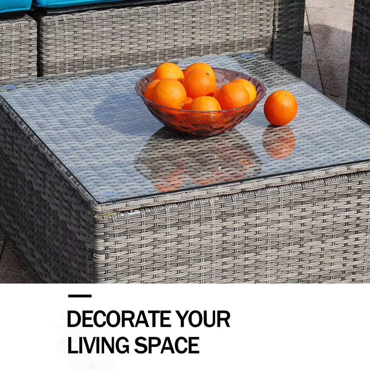 6 Pieces PE Rattan Wicker Outdoor Sofa Conversation Set with Cushions S1122