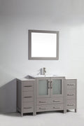 54 in. Single Sink Vanity Cabinet with Ceramic Sink & Mirror Grey Y869