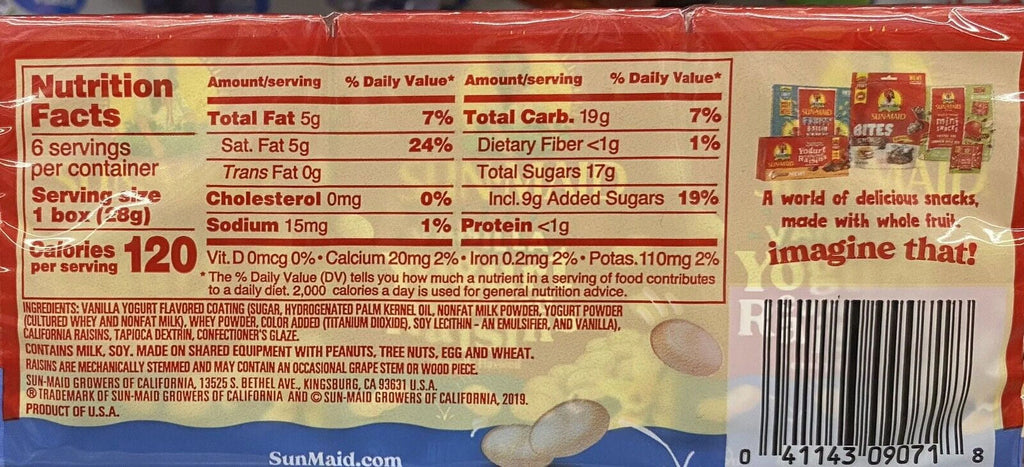 Vanilla Yogurt Covered Raisins 30 Boxes V7387