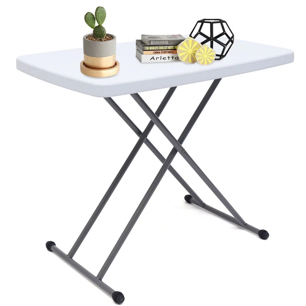 30x20" White Plastic Height Adjustable Folding Table I343